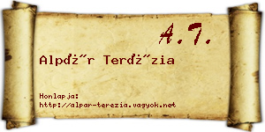 Alpár Terézia névjegykártya